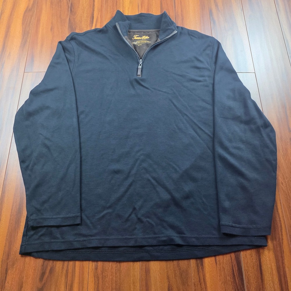 Tasso Elba Mens XXL Black 100% Supima Cotton Quarter Zip Pullover Sweater